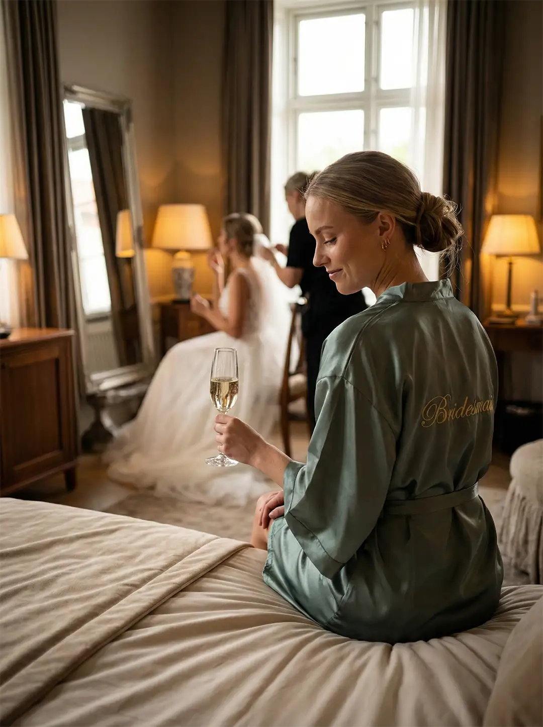 "Bridesmaid" morgenkåbe - Grøn