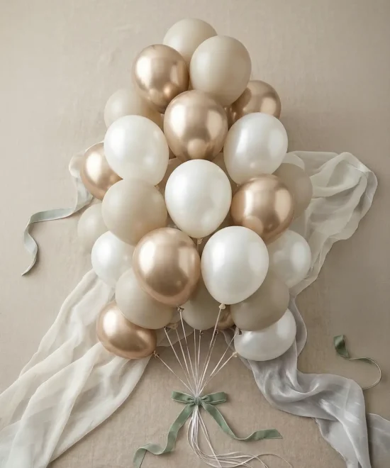 Ballonmix 60stk. – beige/champagne/gylden
