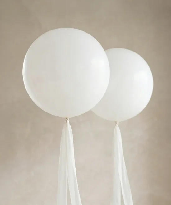 Store hvide latexballoner (45 cm) - 2 pak