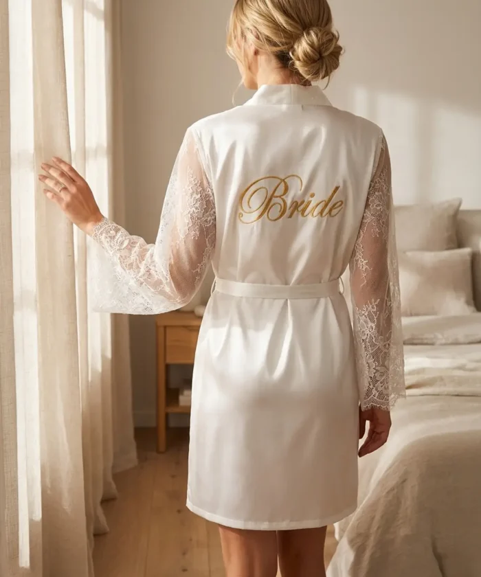 Elegant "Bride" Morgenkåbe