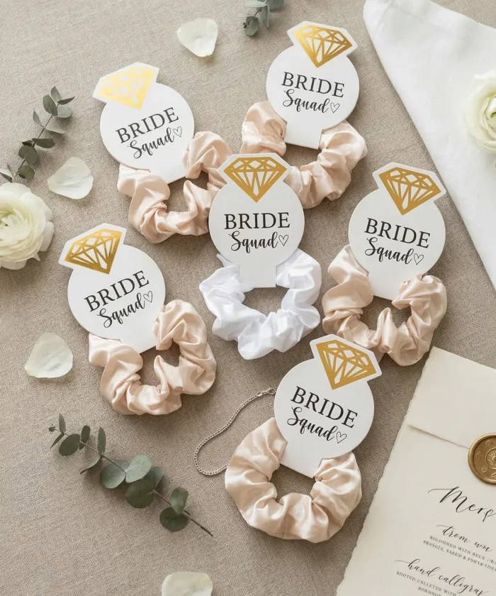 Satin Scrunchies - Champagne – 6 stk