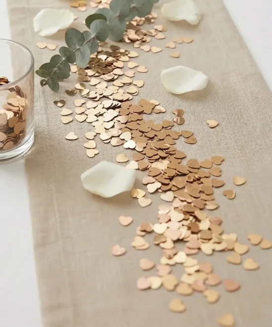 Hjerteformede mini-konfetti (6 mm), Rose Gold – 6000 stk (50 g)