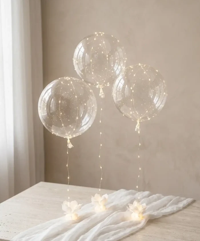 LED Balloner Sæt (3stk.) - Klare med Lyskæde