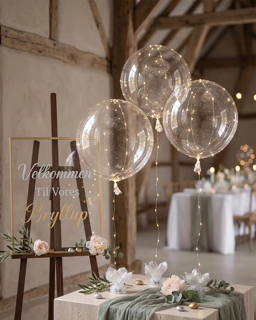 LED Balloner Sæt (3stk.) - Klare med Lyskæde - Billede 3
