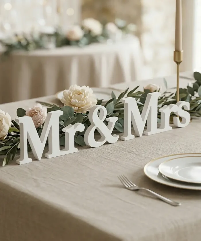 Mr & Mrs træudskæringer - hvid