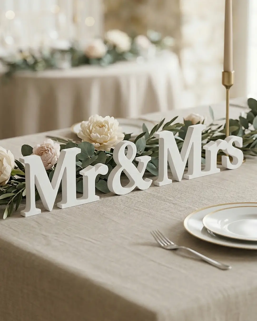 Mr & Mrs træudskæringer - hvid