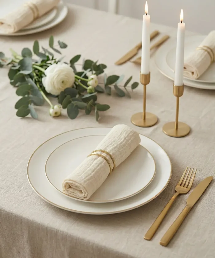 Rustikke stofservietter, Lys beige, 6 stk