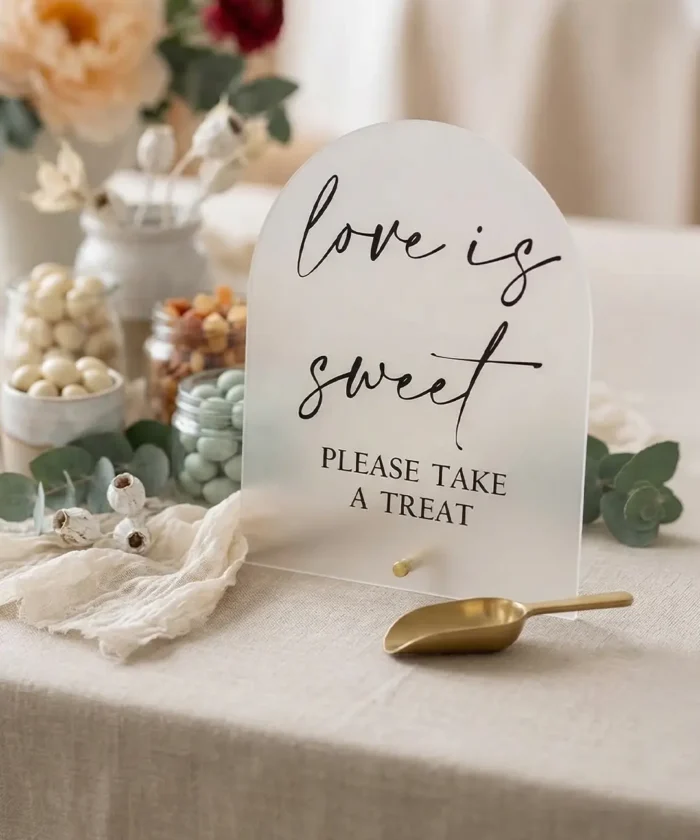 Skilt “Love Is Sweet” Frostet