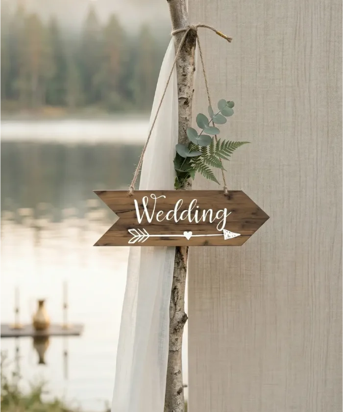 Wedding skilt, pileformet, 8x25 cm