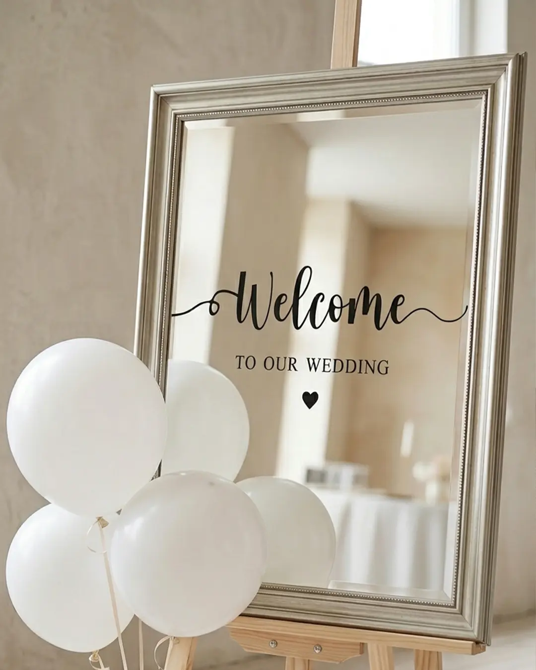 Mærkat: “Welcome To Our Wedding” Sort - 21×57 cm