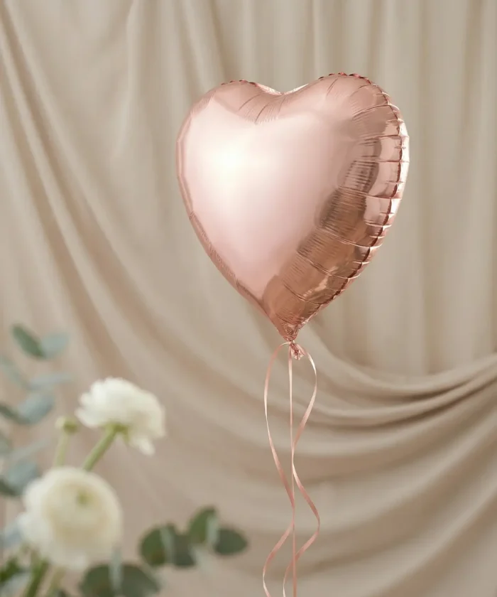 folieballon, hjerte, 61cm, rosaguld