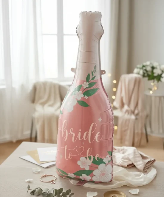 folieballon “Bride to be” flaske, lyserød - 1 stk.