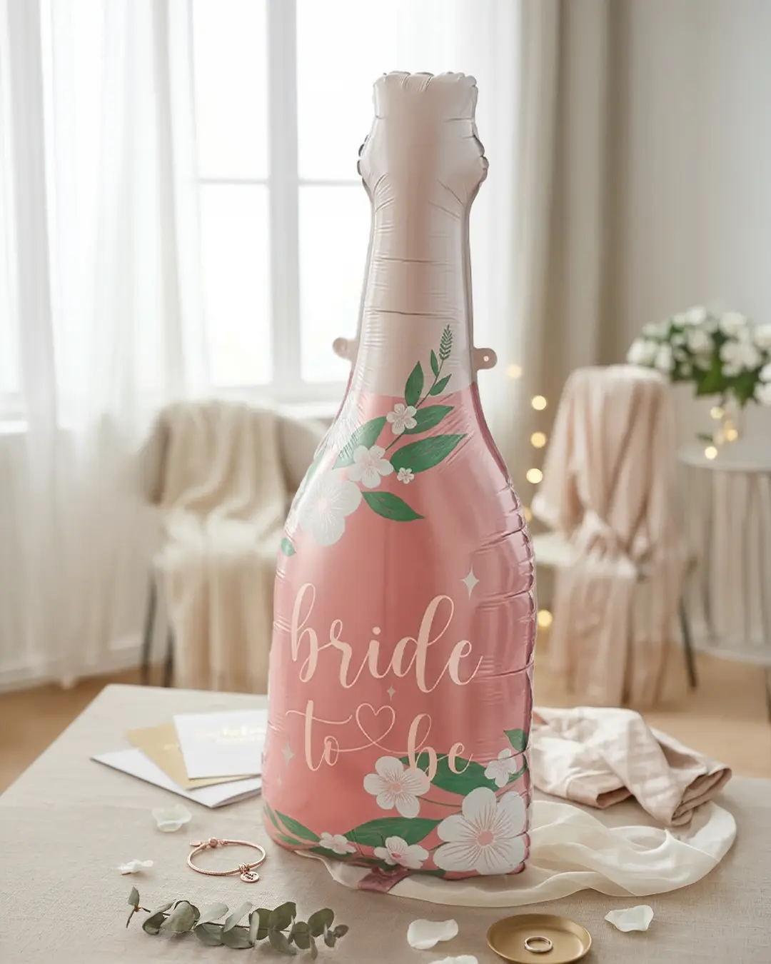 folieballon “Bride to be” flaske, lyserød - 1 stk.