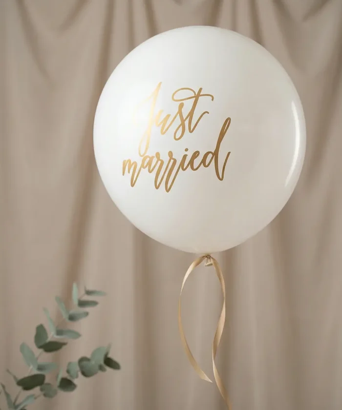 kæmpe ballon, 1 m, Just married, hvid