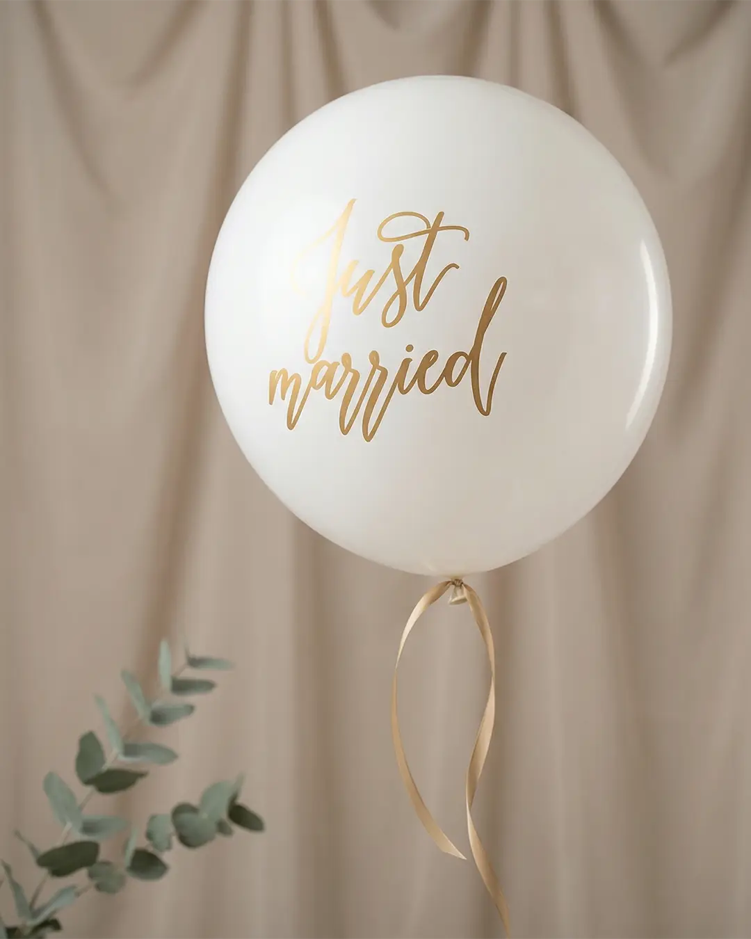 kæmpe ballon, 1 m, Just married, hvid