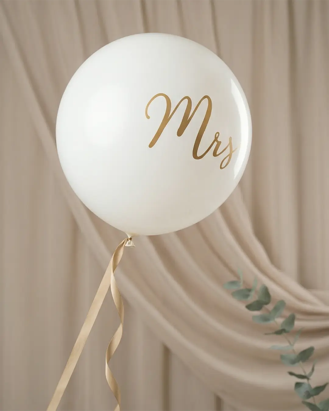 kæmpe ballon, 1 m, Mrs, hvid