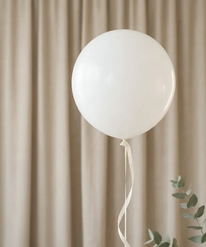 rund ballon, 1m, pastel hvid - 1 stk.