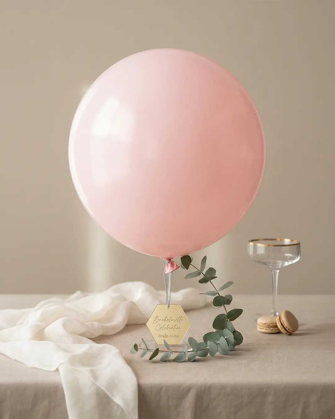 rund ballon, 60cm, pastel rosa - 1 stk.