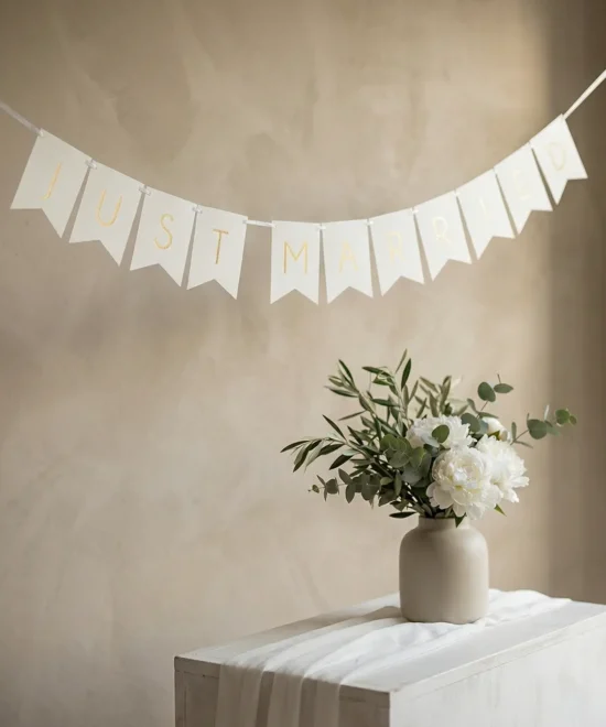 banner Just married, hvid