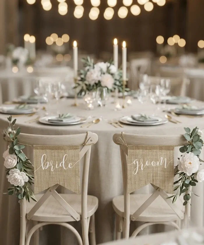 Alternative view of Skilte - Bride/Groom, jute
