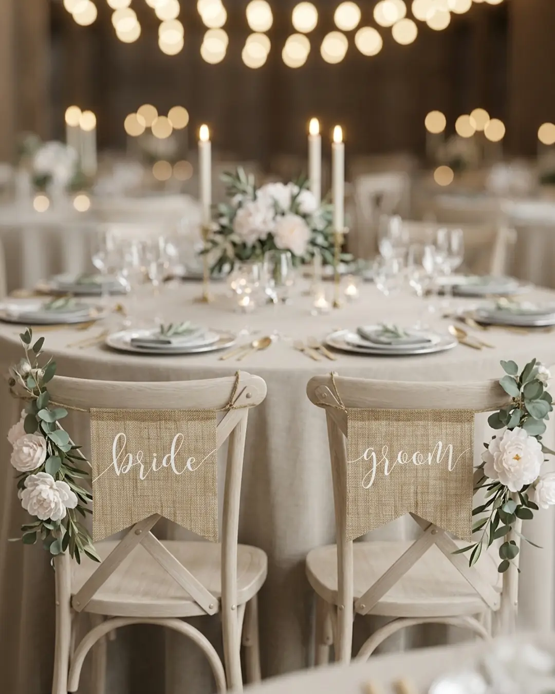Skilte - Bride/Groom, jute - Billede 2