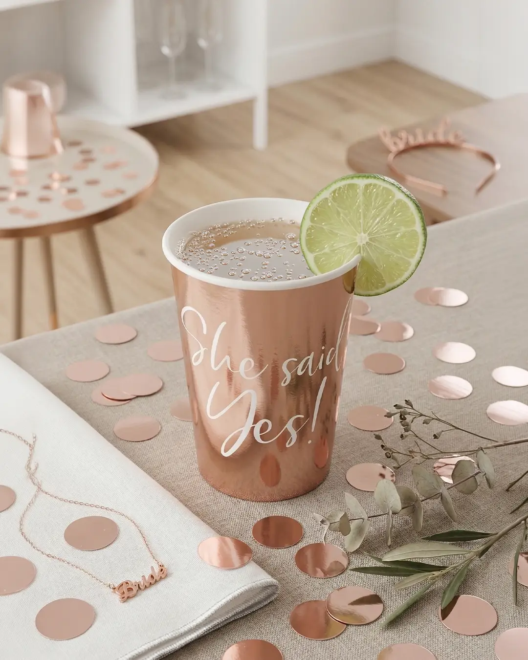 Papkrus, “She said yes!”, rosaguld, 220ml - 6 stk.
