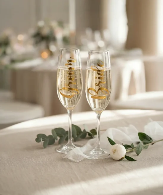 glasstickers Bride & Groom, guld