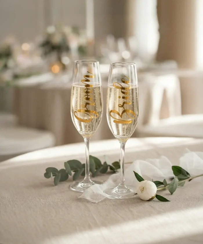 glasstickers Bride & Groom, guld