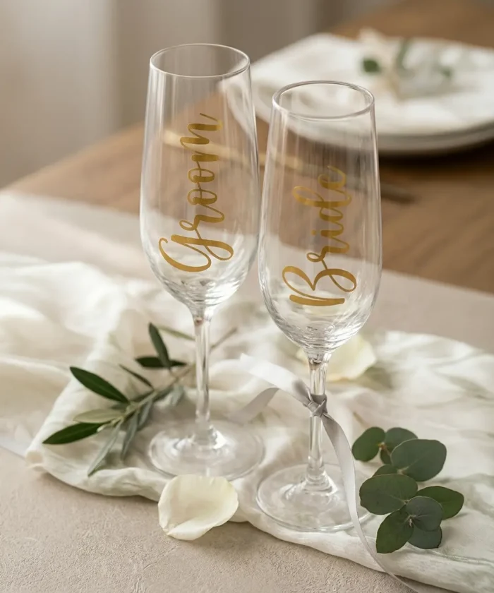 Alternative view of glasstickers Bride & Groom, guld