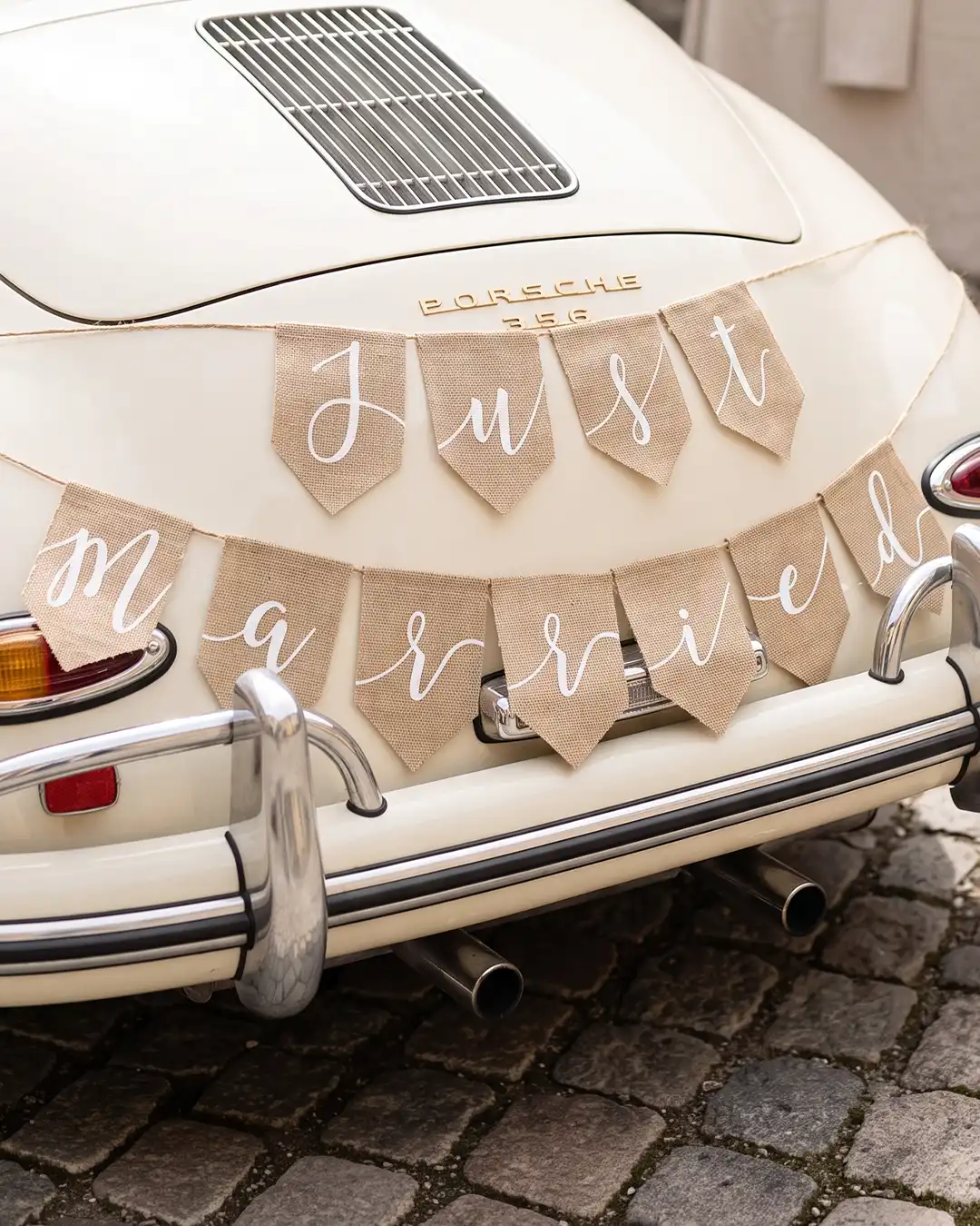 Just Married Banner i Hessian 23x185 cm | Rustik Bryllupspynt
