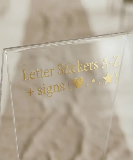 bogstavstickers, guld