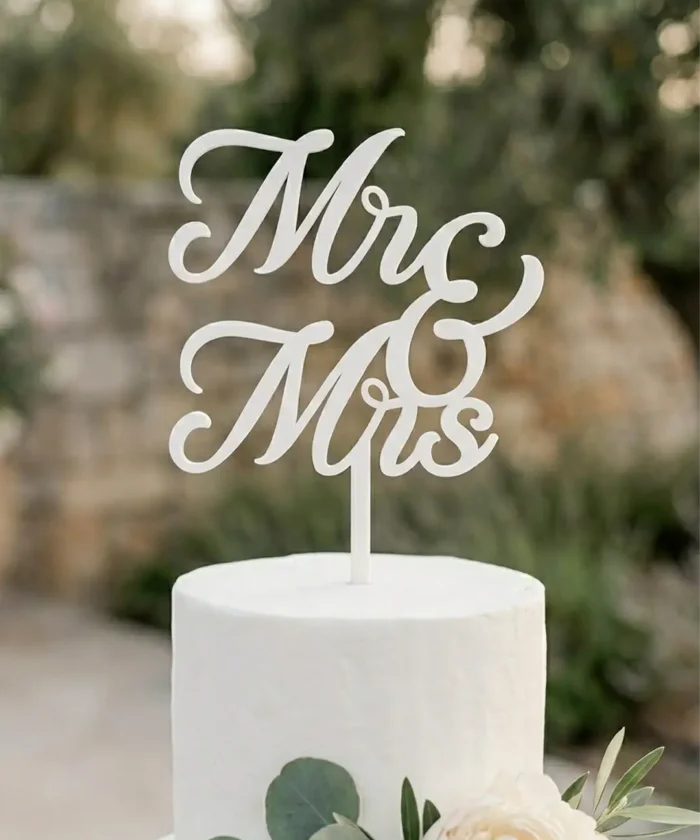 MR & MRS akryl kagetopper, hvid