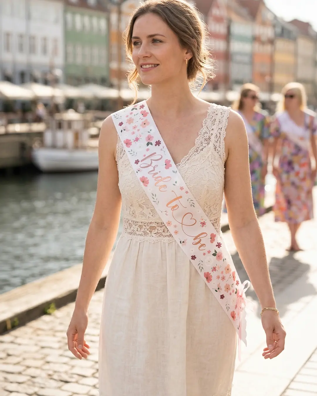 skråbånd Bride to be, blomster - Billede 2
