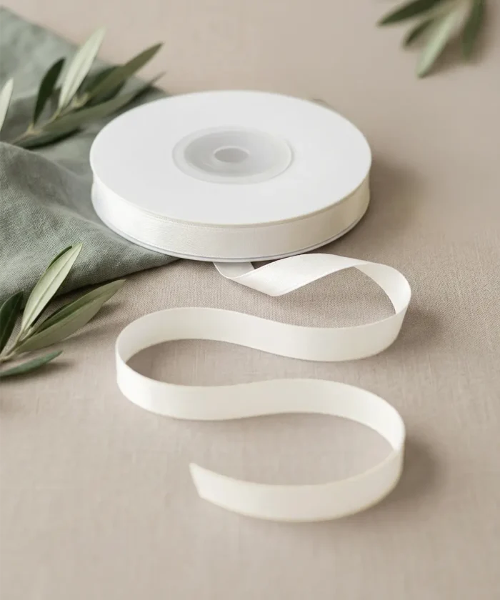 satinbånd, creme, 12mm/25m