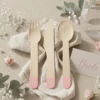 træbestik m. hjerter, blush rosa - 18 stk.