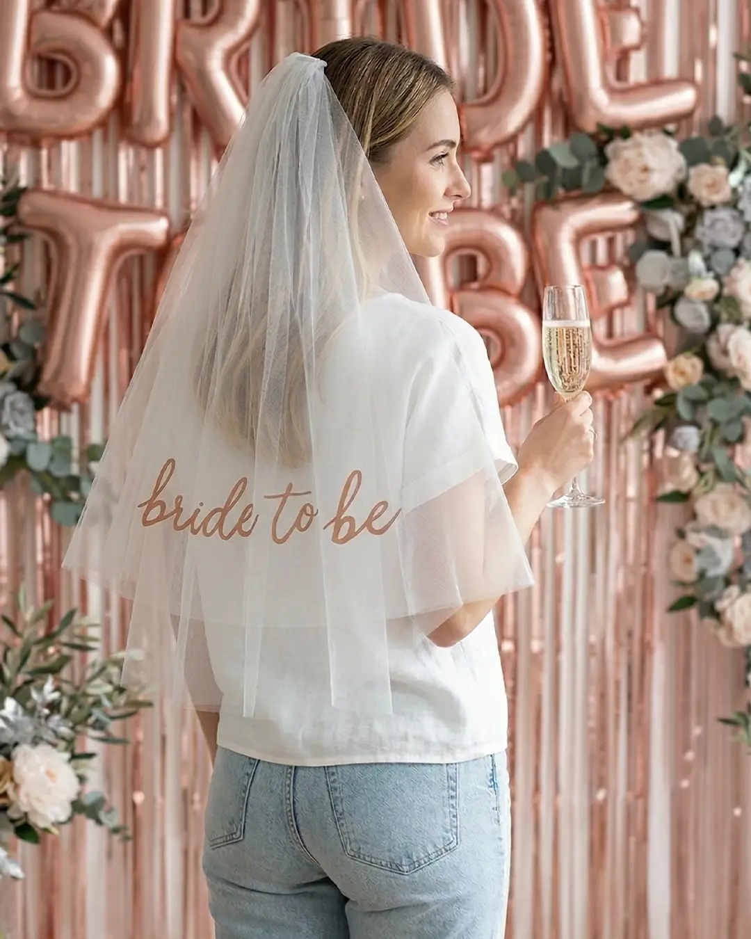"Bride to be" slør, hvid