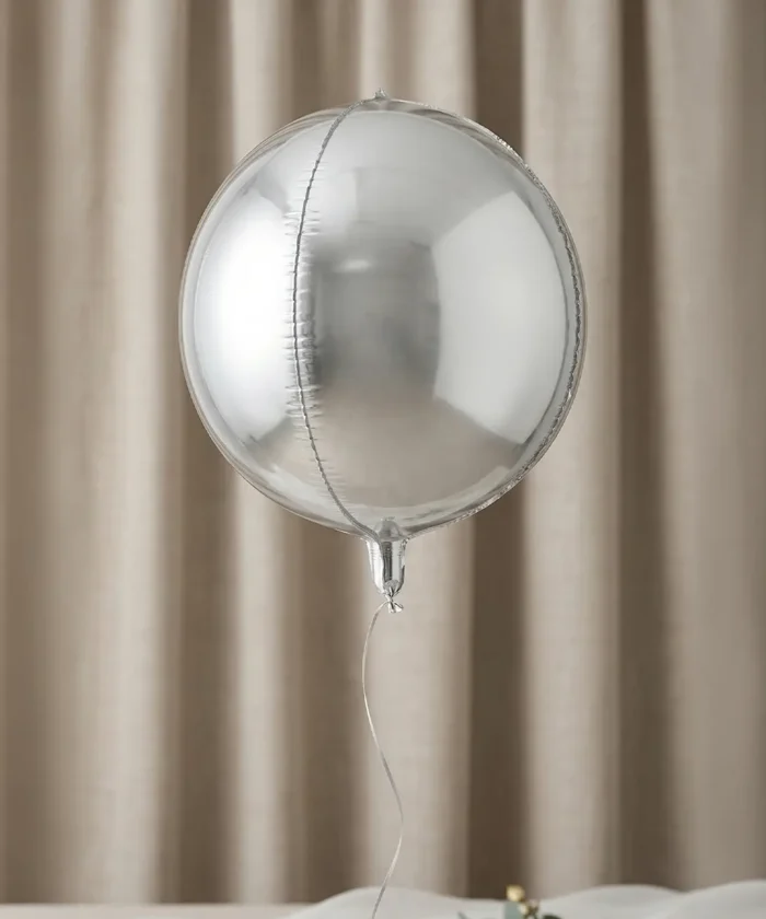folieballon, rund, 40 cm, sølv