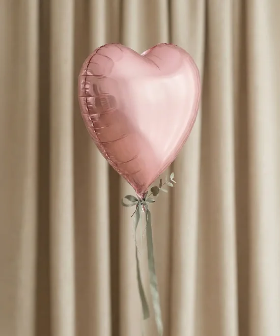 folieballon, hjerte, 45 cm, lyserød