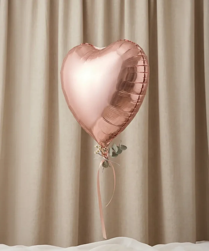 folieballon, hjerte, 45 cm, rosaguld