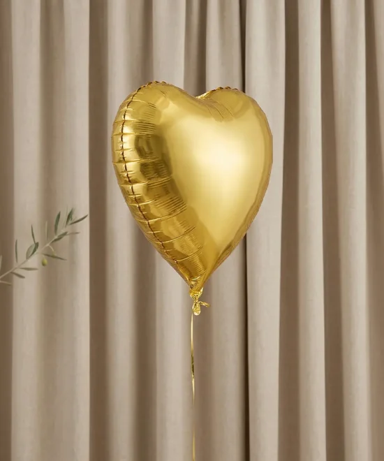 folieballon, hjerte, 61 cm, guld