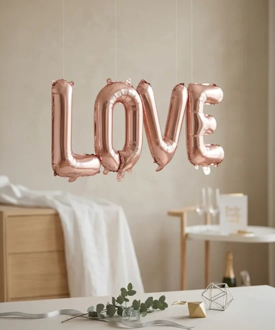 folieballon, Love, rosaguld