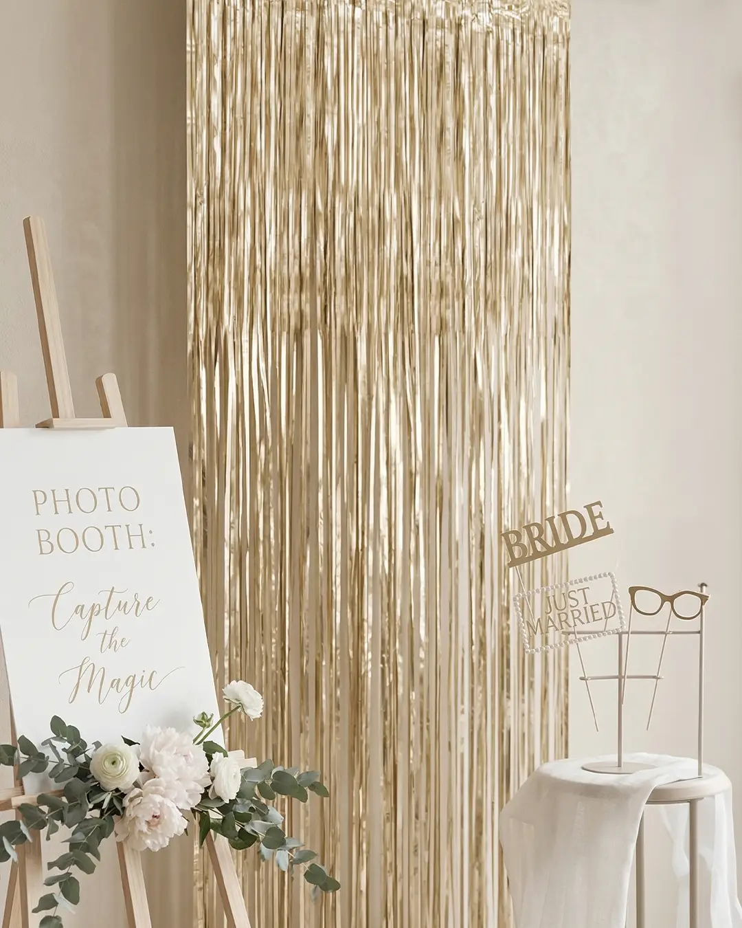 Glimmerforhæng, guld, 90x250cm - Billede 2