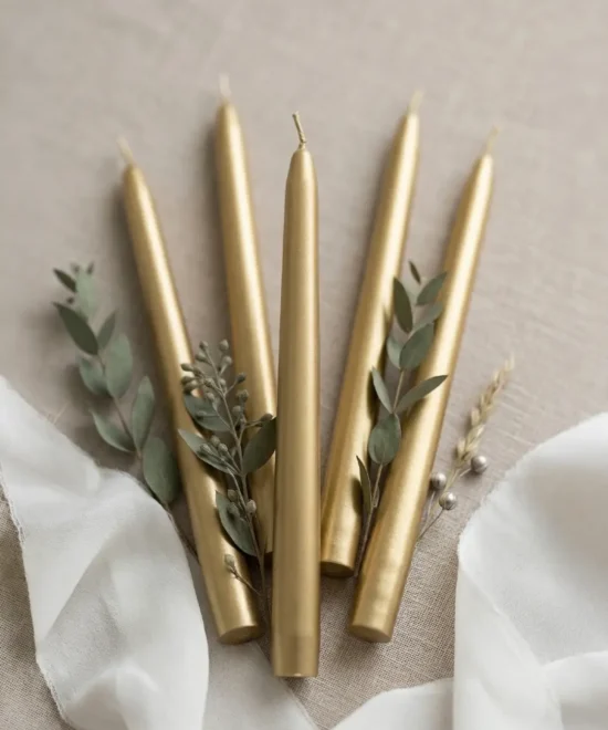 Alternative view of stagelys, metallic, guld, 24cm - 10 stk.