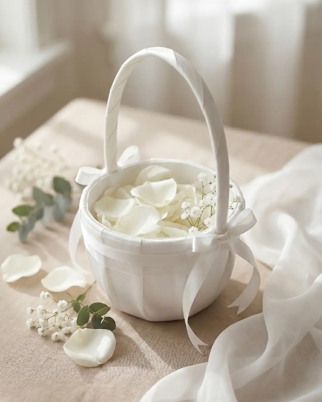 Blomsterpige Kurv Hvid Satin - Billede 4