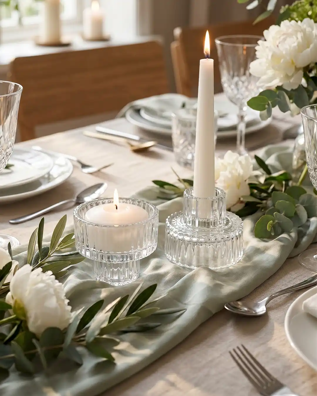 4 stk. Glas lysestage 2-i-1 - Billede 2