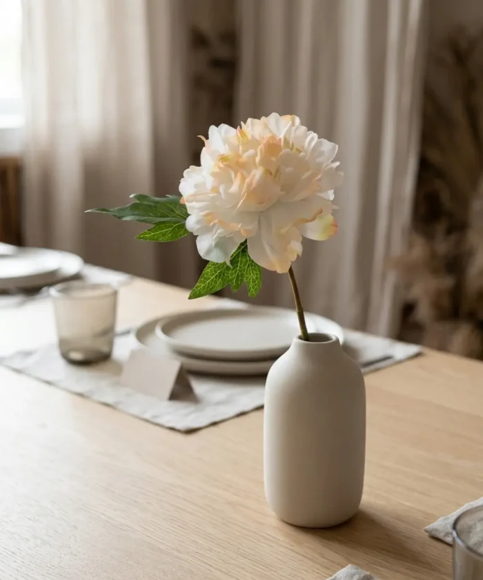 Silkeblomst Pæon 32 cm - Hvid