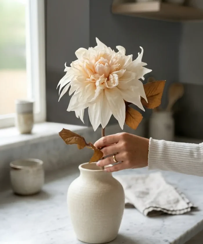 Silkeblomst Dahlia 75 cm - Creme