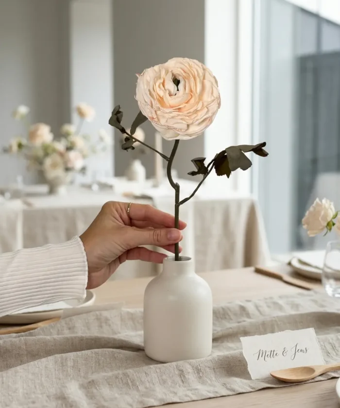 Silkeblomst Ranunkel 39 cm - Creme