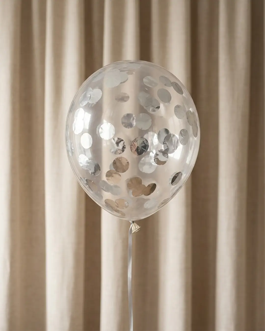 Konfetti balloner, Sølv/klar - 5stk. 30cm