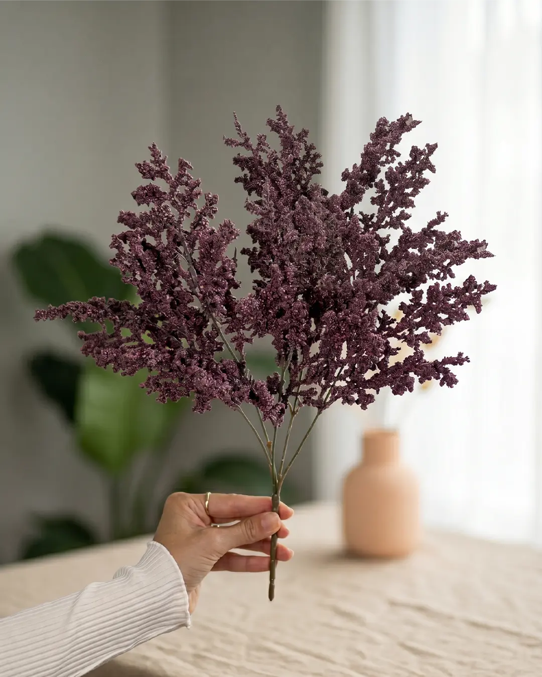 Silkeblomst Gren 38 cm - Bordeaux